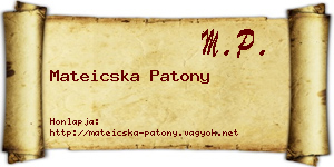 Mateicska Patony névjegykártya